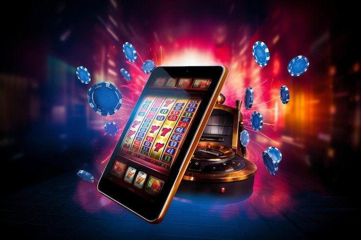 Meja poker live dealer di studio toto nusa dengan kartu dan chip